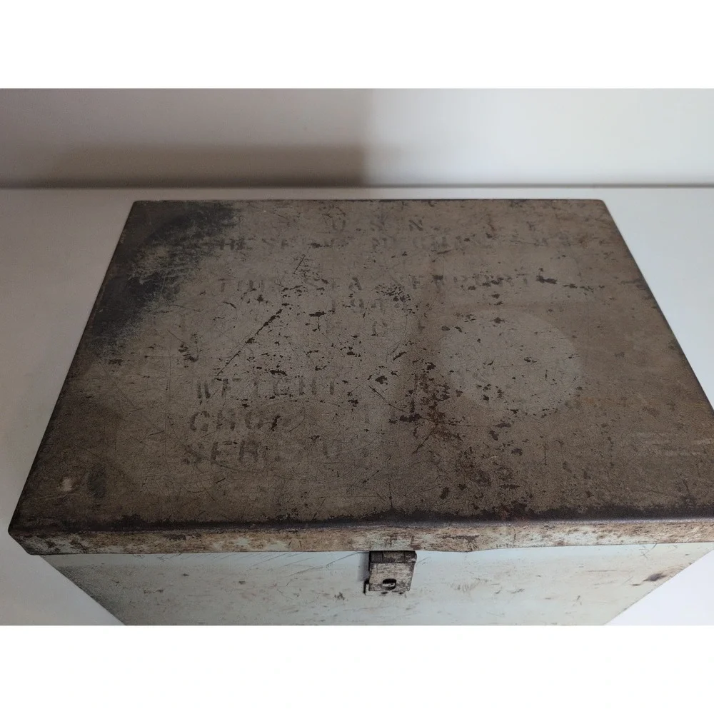 Vintage 1936 Military Metal Storage Exploder Box Empty With Handles